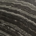 Mezza quartzite slab featuring dark brown background with light grey horizontal veins ideal for countertops in Glenview. Mezza quartzite slab with dark brown background and light grey horizontal veins from Glenview.