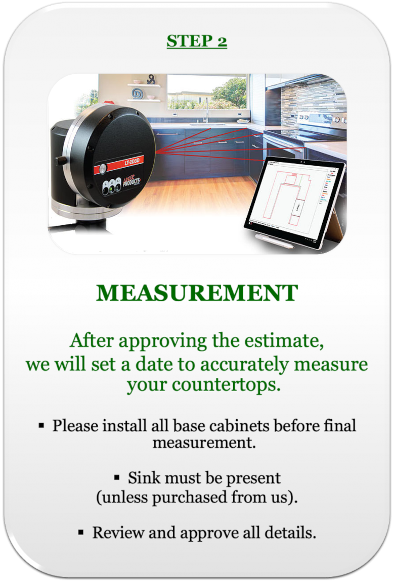 Step 2 is laser measuring for your new stone countertops or stone surfaces