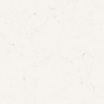 Soft white quartz with subtle creamy veining. Soft white quartz surface with subtle creamy veining for a frosty look.