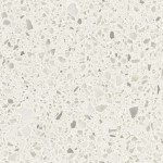 Nougat quartz countertop slab featuring a creamy beige base with large aggregate chips, ideal for countertops in Mundelein. Nougat quartz countertop slab with creamy beige base and large aggregate chips in Mundelein.