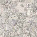 Berwyn quartz slab featuring a creamy beige base with clusters of grey and taupe stone-like patterns in Highland Park Berwyn quartz slab with a creamy beige base and clusters of grey and taupe stone-like patterns in Highland Park