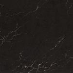 Charlestown quartz slab by Cambria featuring bold black and white veining in Oak Park Charlestown quartz slab with a dramatic black background and bold white veining reminiscent of natural stone in Oak Park