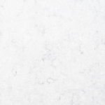 Refined Carrara Iris quartz slab featuring a subtle white base accented by gentle grey marbling, ideal for countertops, vanities, and accent walls. Carrara Iris quartz slab with soft white background and delicate grey marbling