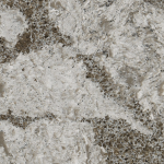 Galloway quartz slab by Cambria with cream background and gray veins in Nile Galloway quartz slab featuring a creamy white base with bold gray and charcoal veining in Nile
