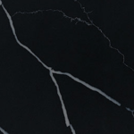Dramatic Marquina Midnight quartz slab with a rich black base and bold white veining, perfect for luxurious countertops and accent walls. Marquina Midnight quartz slab featuring an intense black surface accented by brilliant white veining