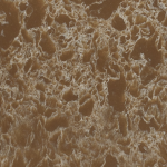 New Brighton quartz slab featuring a warm caramel brown base with cream-colored marbled swirls in Berwyn New Brighton quartz slab with a warm caramel brown base and cream-colored marbled swirls in Berwyn