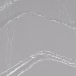 Queen Anne quartz slab featuring a soft grey background and delicate white veining forming sweeping arcs in Lombard Queen Anne quartz slab with a soft grey background and delicate white veining forming sweeping arcs in Lombard